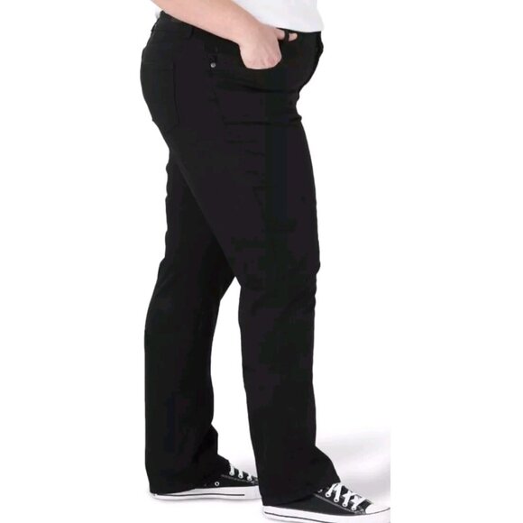 Lee Jeans Women Plus 24W Black Onyx Denim Relaxed Fit Straight Leg Mid Rise NWT - Picture 2 of 9